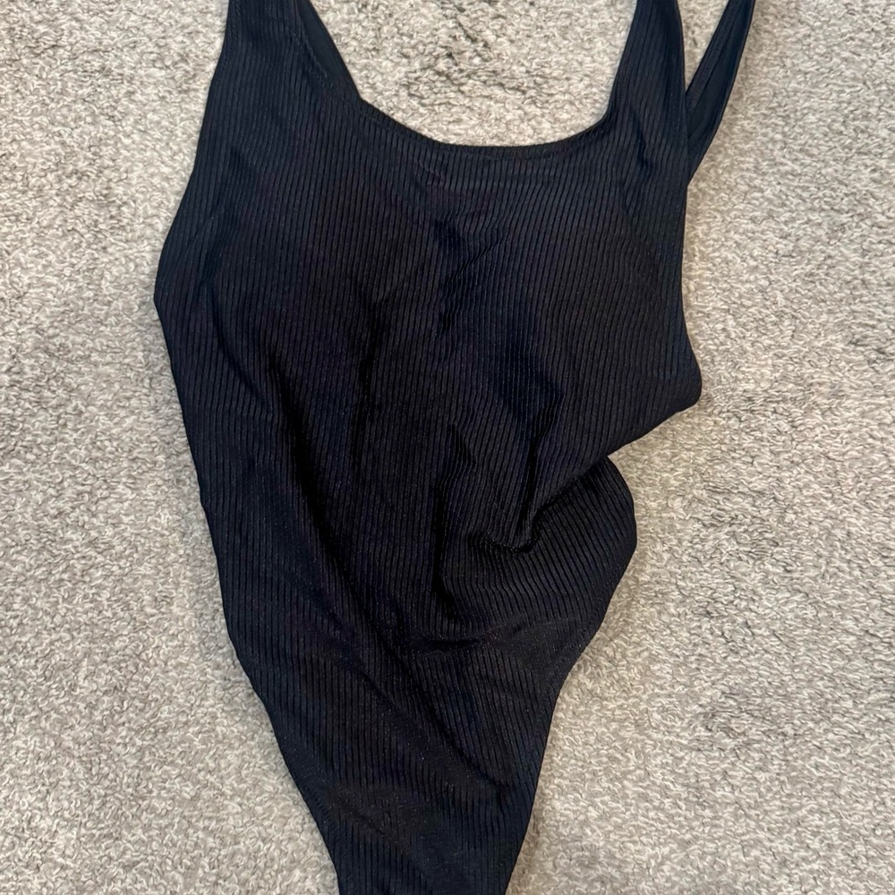 Aerie Black Ribbed One piece swimsuit